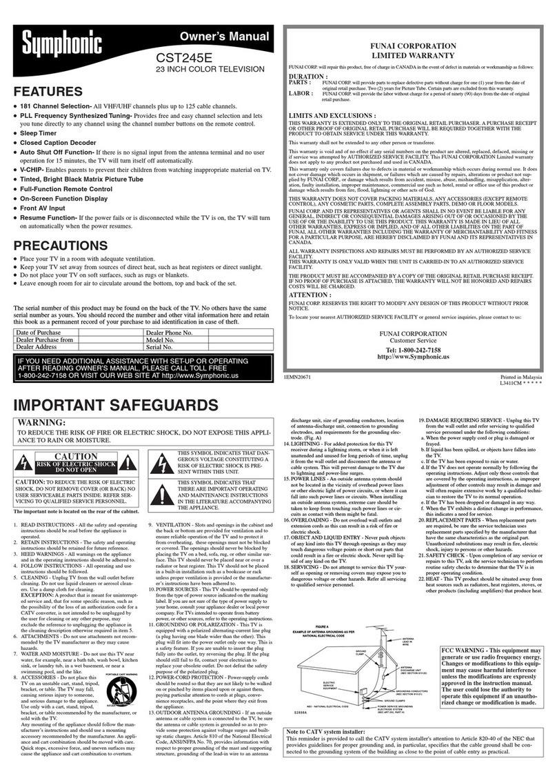 Symphonic CST245E User manual