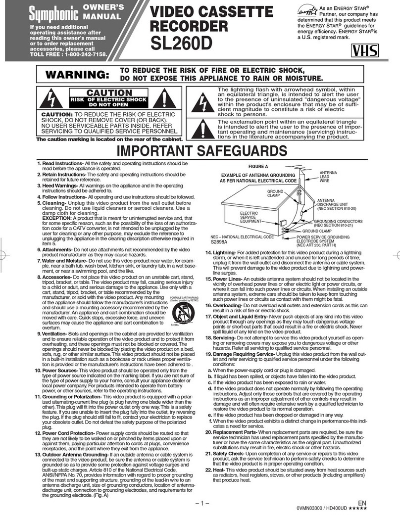 Symphonic SL260D owner's manual