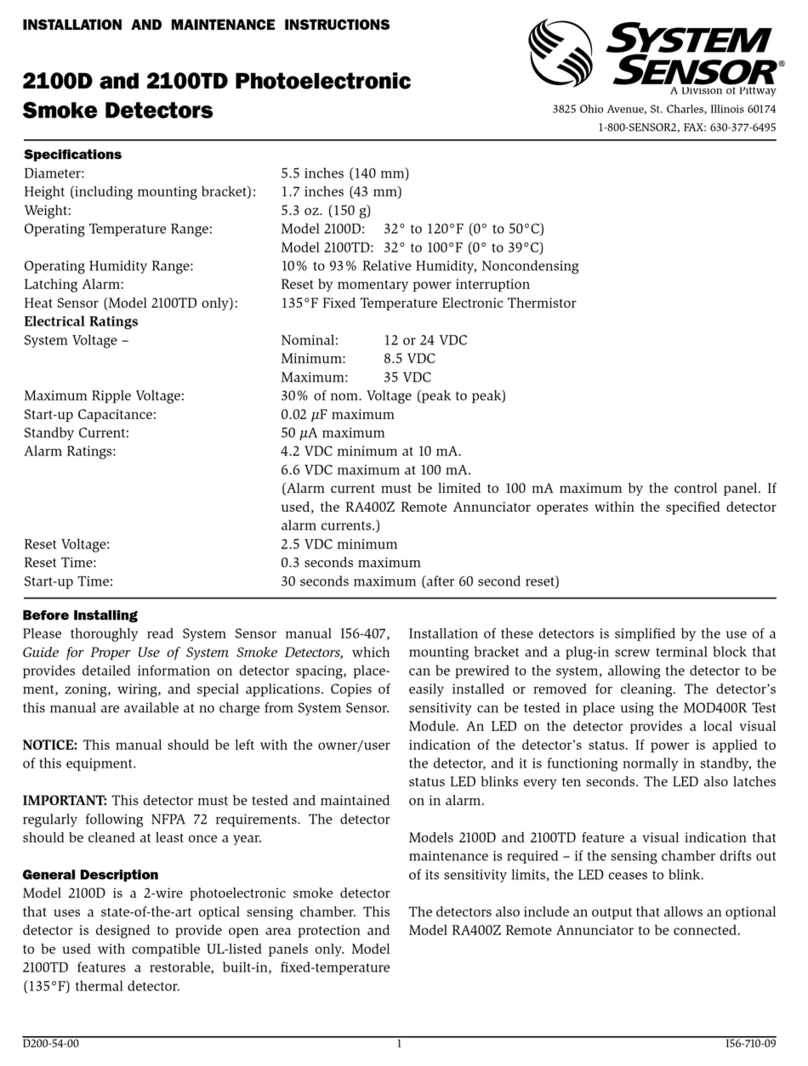 System Sensor 2100D User manual