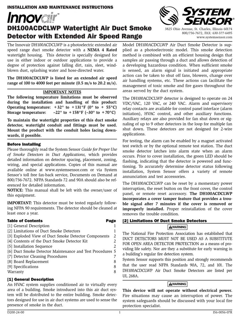 System Sensor INNOVAIR DH100ACDCLWP User manual