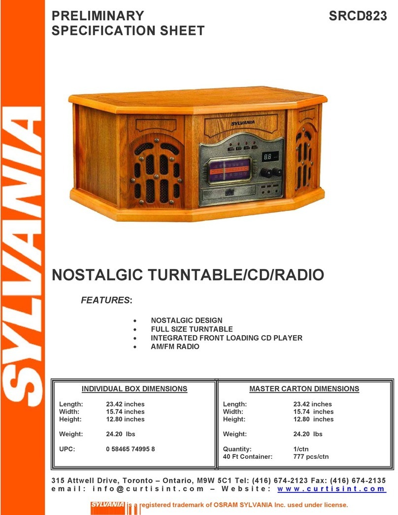 Sylvania SRCD823 Specification sheet