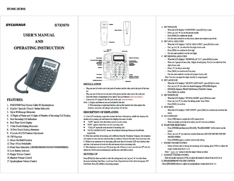 Sylvania STID970 User's manual and operating instructions Sylvania STID970 User's manual and operating instructions