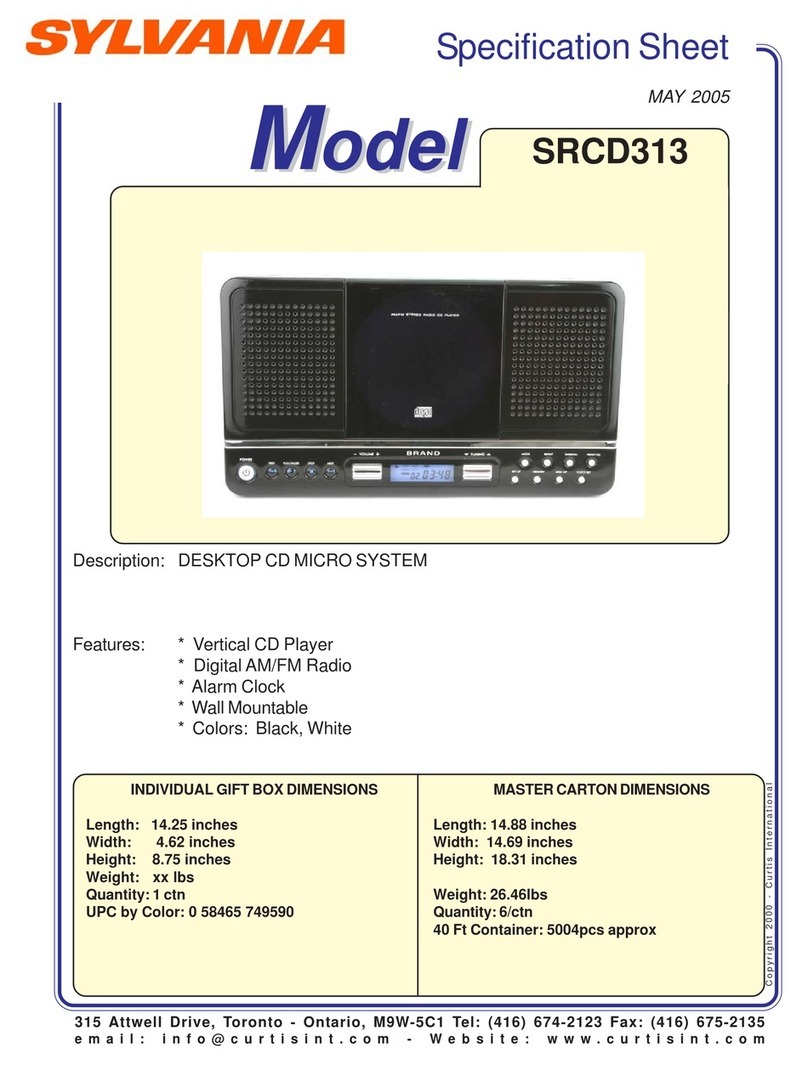 Sylvania SRCD313 Specification sheet Sylvania SRCD313 Specification sheet