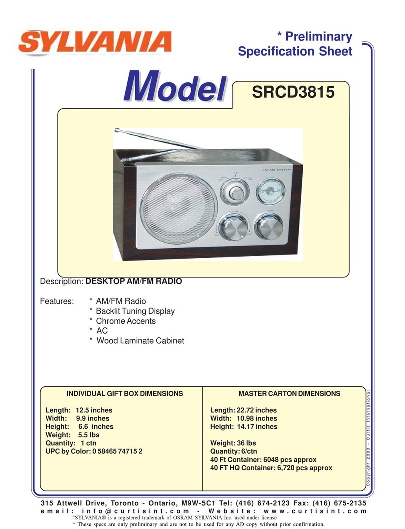 Sylvania SRCD3815 Specification sheet