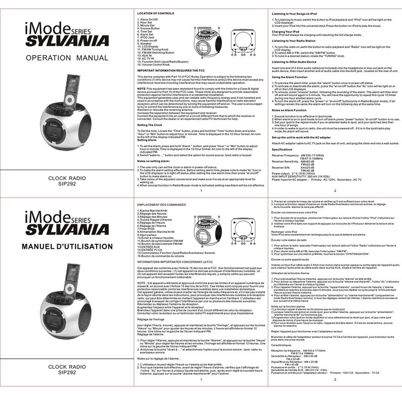 Sylvania SIP292 Operation manual