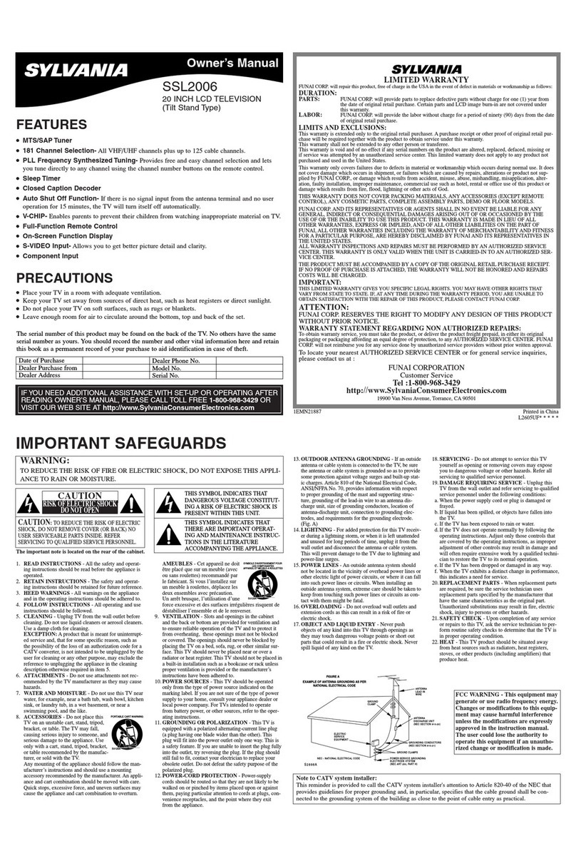 Sylvania SSL2006 User manual