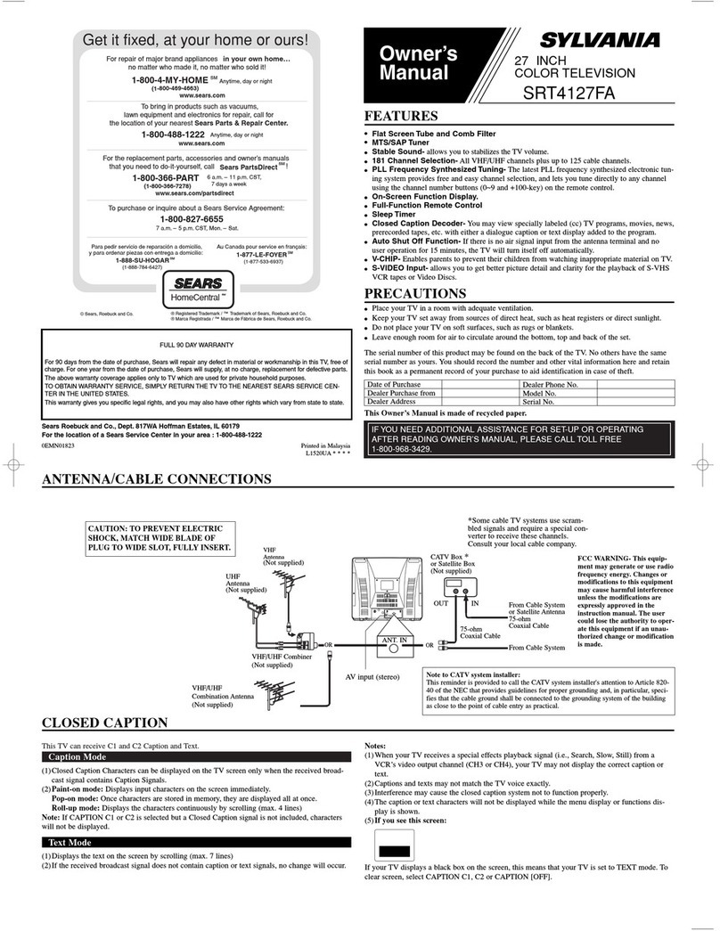 Sylvania SRT4127FA User manual Sylvania SRT4127FA User manual