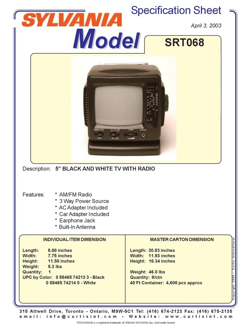 Sylvania SRT068 Specification sheet