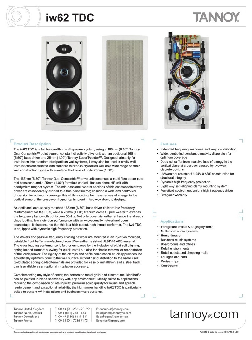 Tannoy iw62 TDC Dual Concentric Specifications