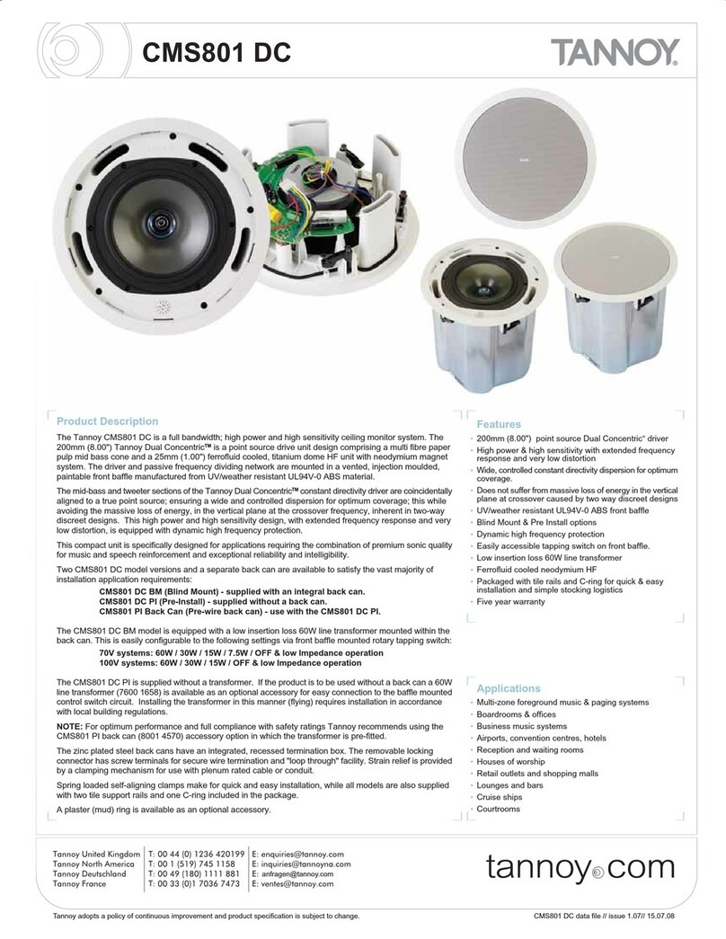 Tannoy CMS801 DC BM User manual