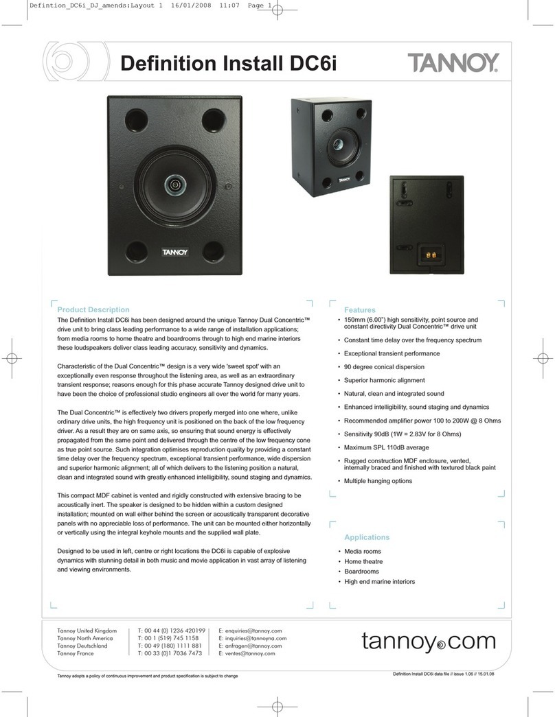 Tannoy Definition Install DC6i Specifications