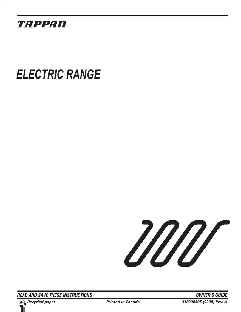 Tappan 318200505 owner's guide