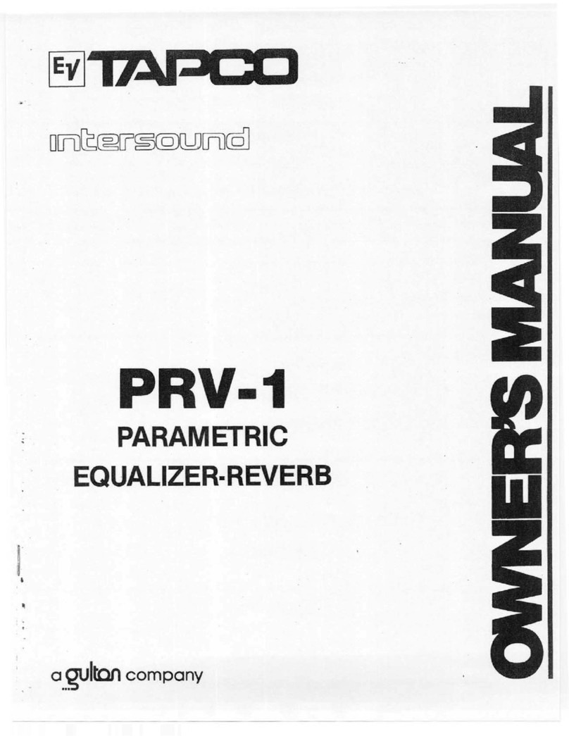 Tapco Parametric Equalizer-Reverb PRV-1 owner's manual