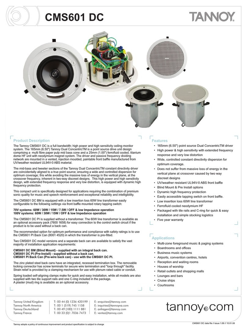Tannoy CMS 601 DC BM User manual