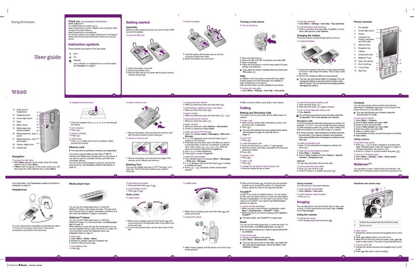 Sony Ericsson STICK MICRO W995 User manual