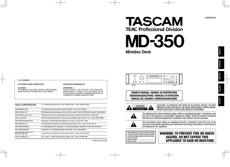 Tascam MD-350 owner's manual
