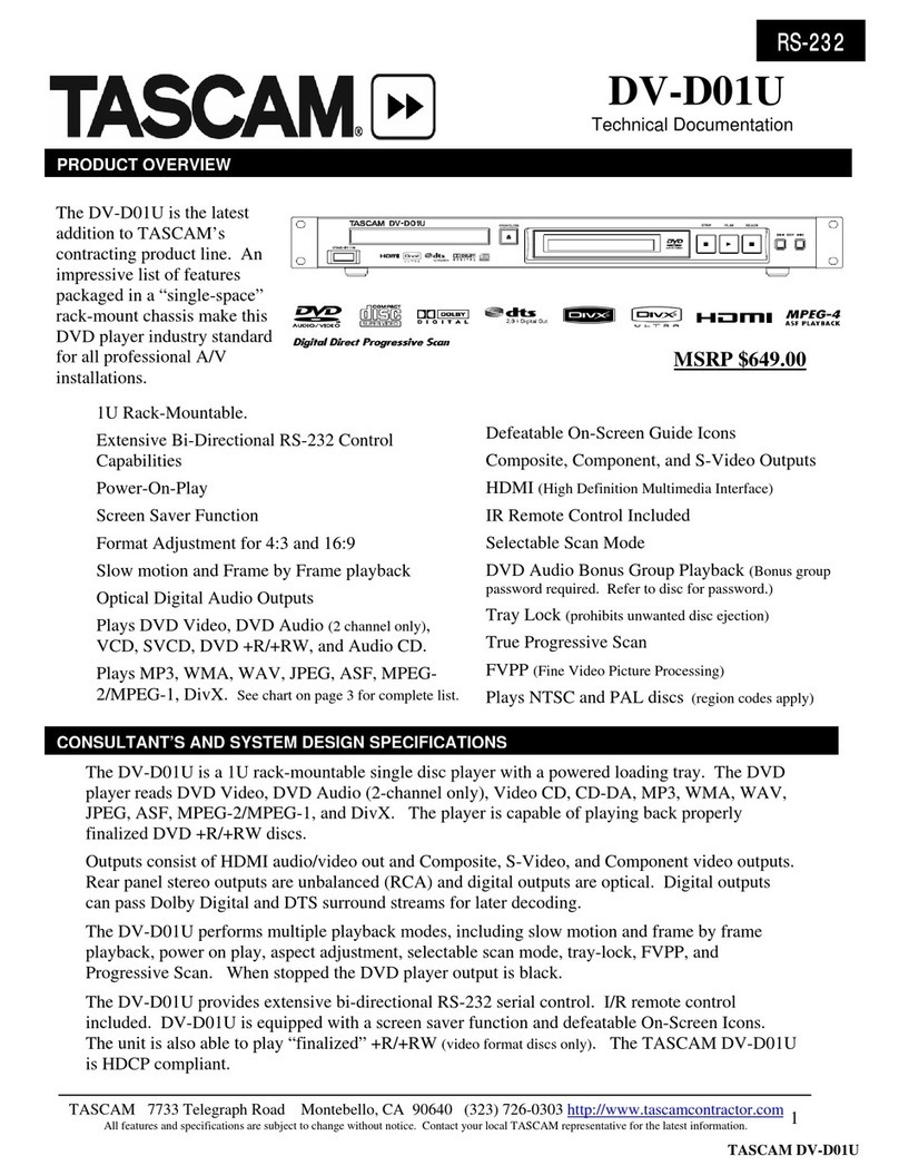 Tascam DV-D01U Technical documentation