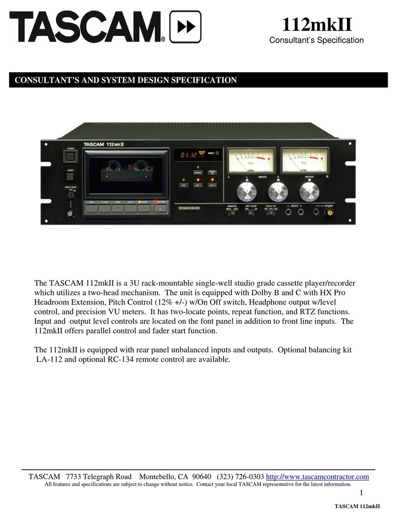 Tascam 112mkII User manual Tascam 112mkII User manual