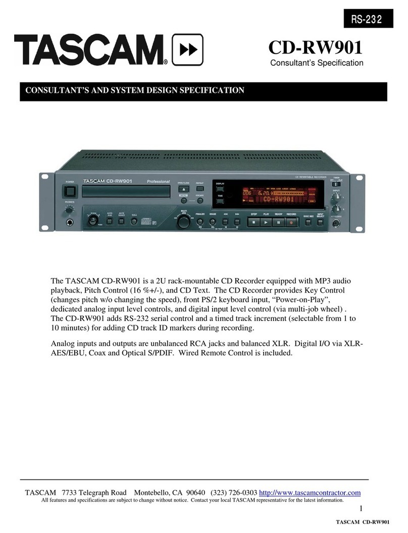 Tascam CD-RW901 Consultant’s Specification