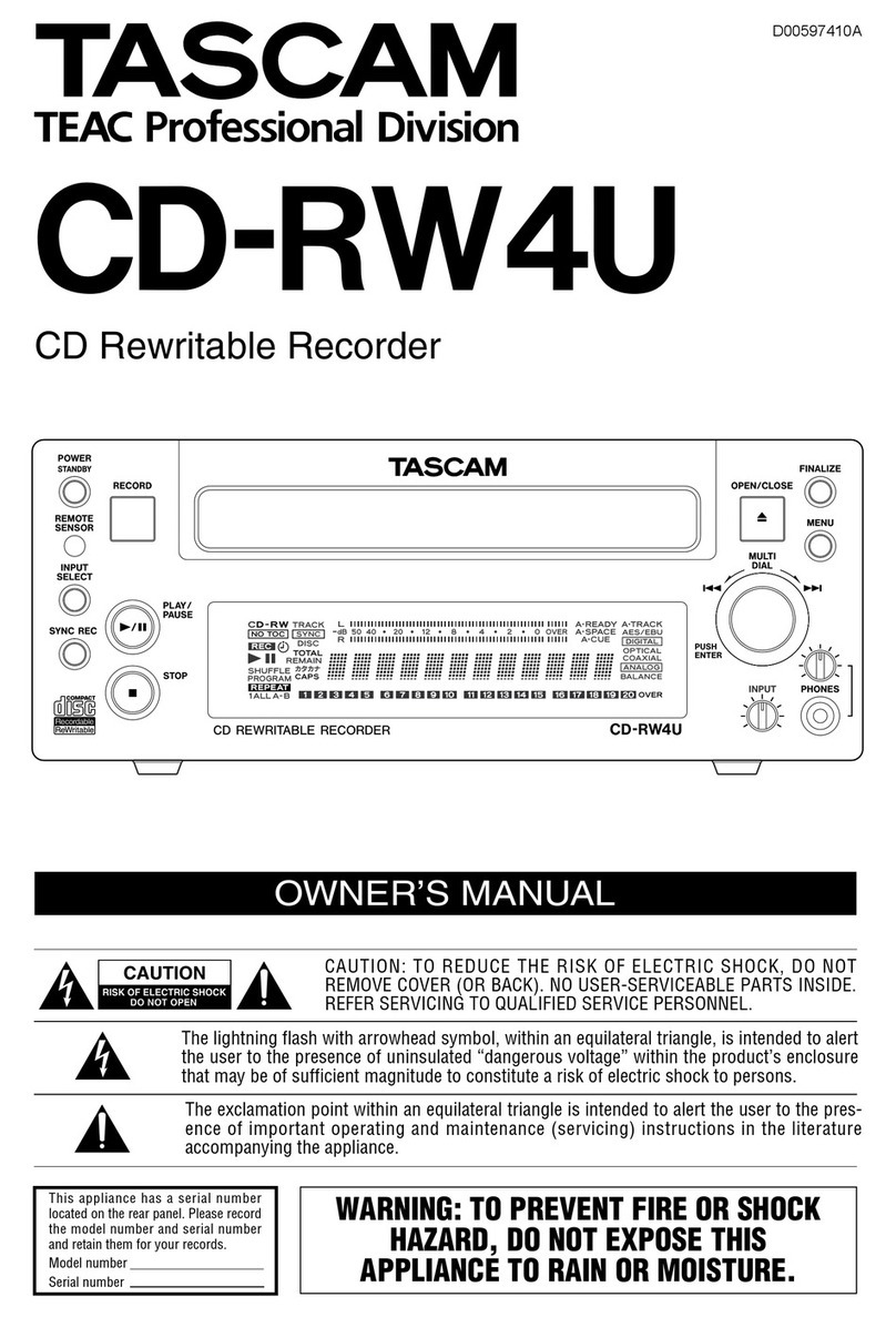 Tascam CD-RW4U owner's manual