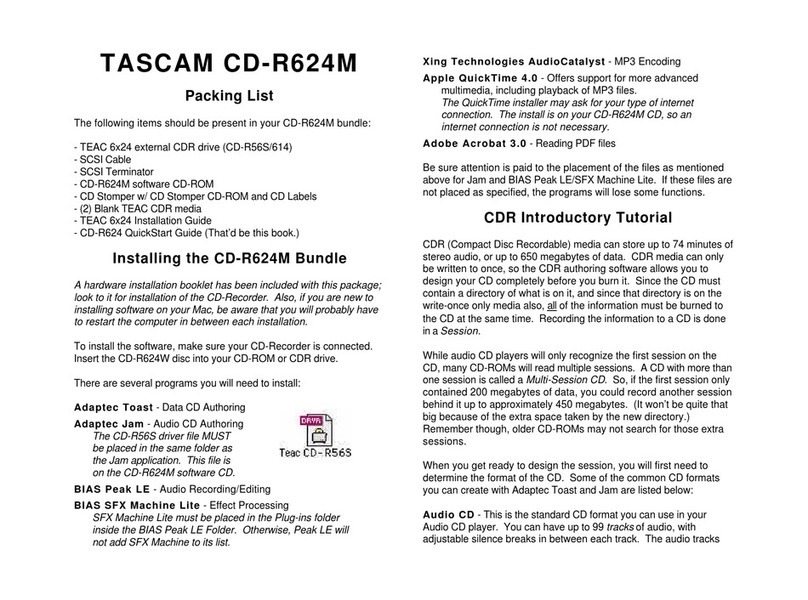 Tascam CD-R624M installation manual