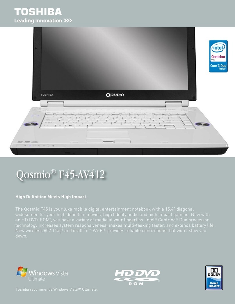 Toshiba F45-AV412 - Qosmio - Core 2 Duo 1.8 GHz User manual