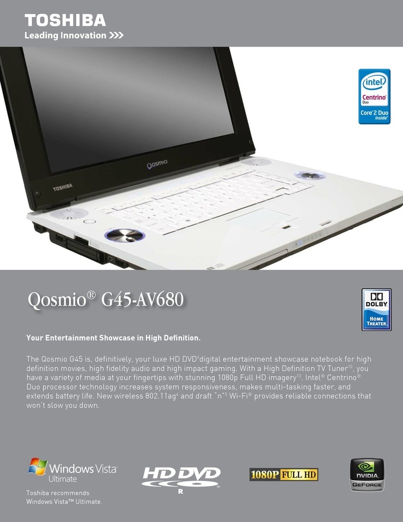 Toshiba G45AV680 - Qosmio - Core 2 Duo GHz User manual