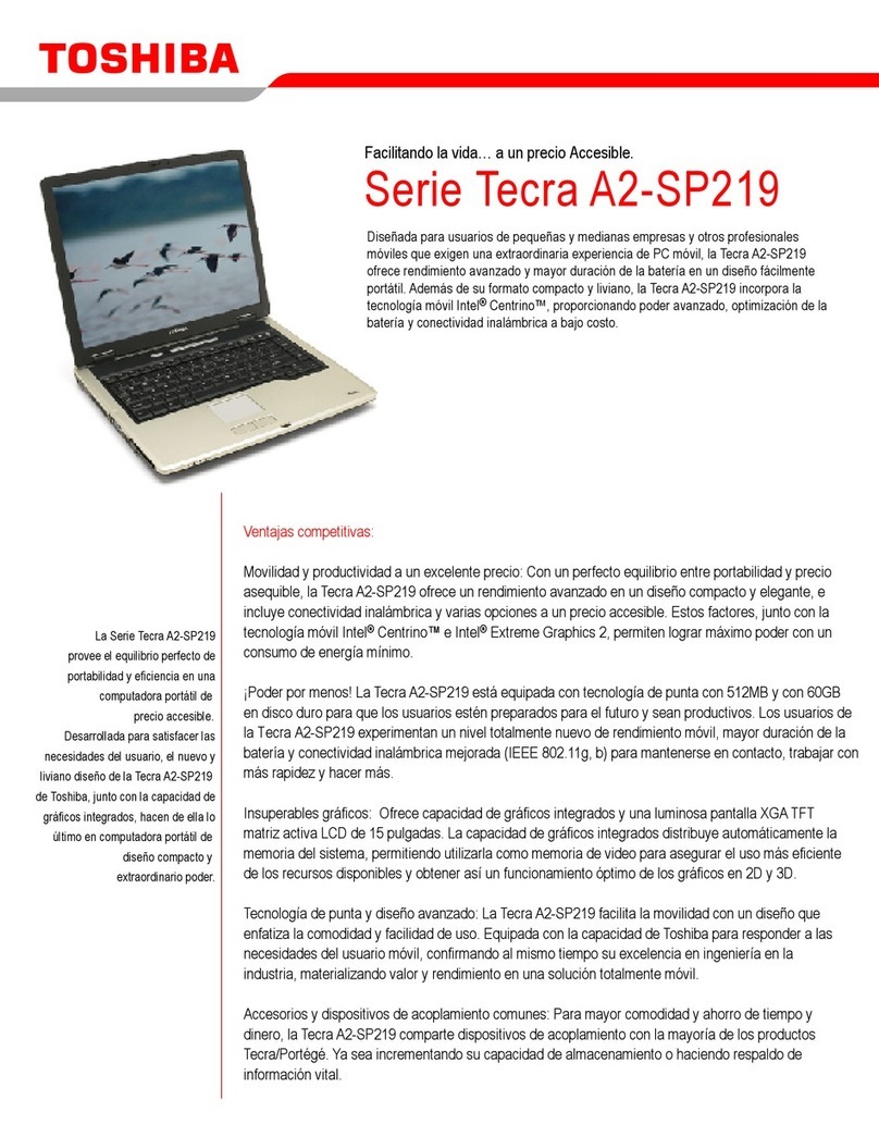 Toshiba Tecra A2-SP219 Especificaciones