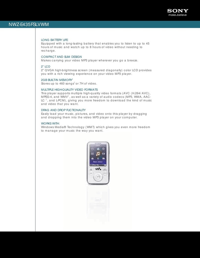 Sony NWZ-E435F Marketing Specifications... User manual