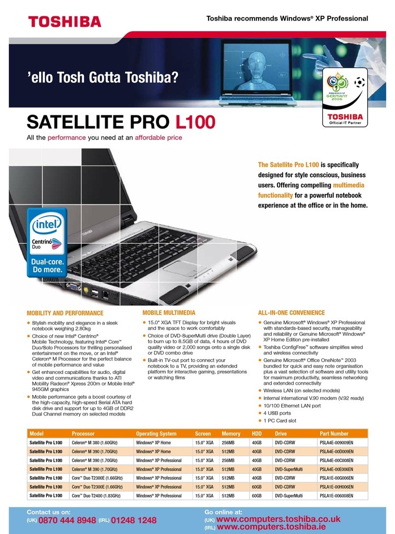 Toshiba L100 Series Specifications