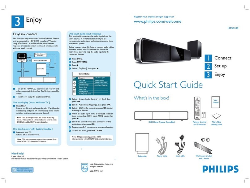 Philips HTS6100/12 quick start guide