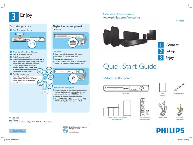 Philips HTS3265/75 quick start guide