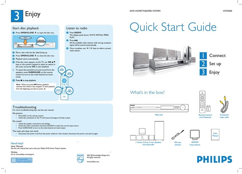 Philips HTS3000/55 quick start guide