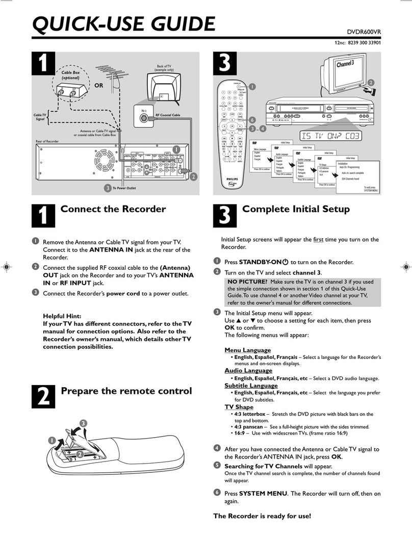 Philips DVDR600VR/37B Quick use guide