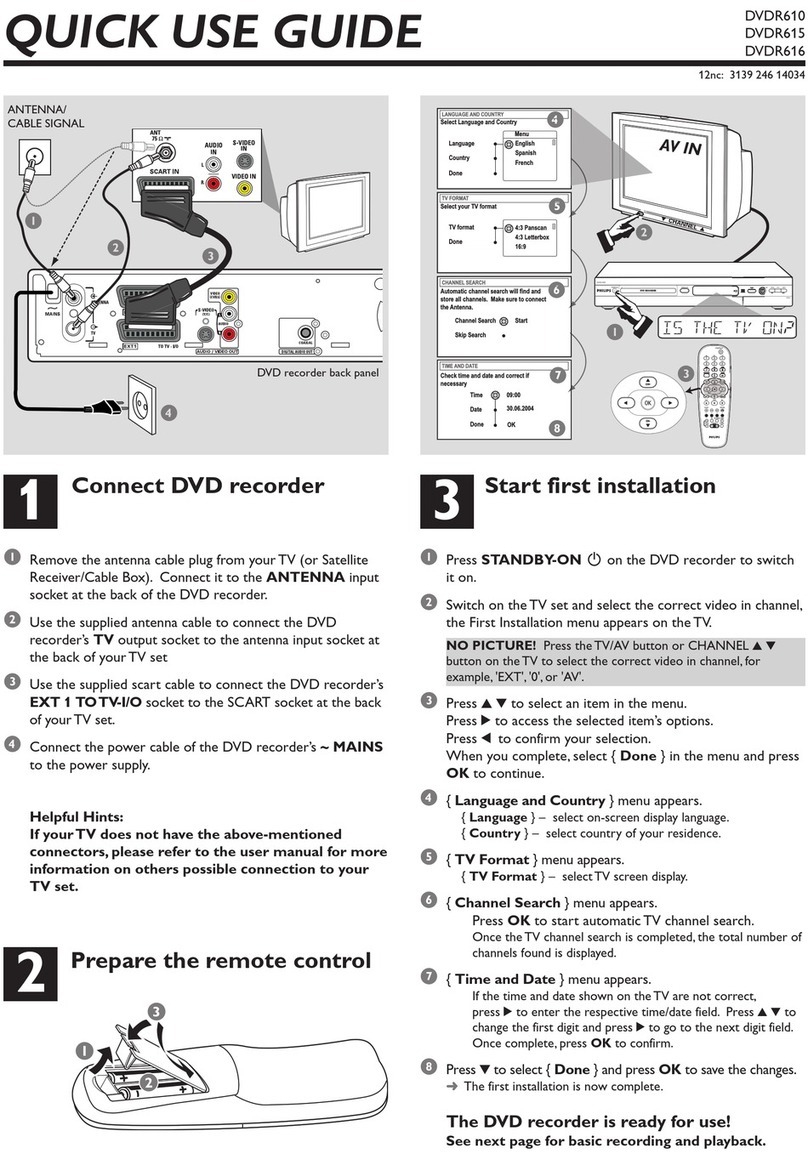 Philips DVDR615/05 Quick use guide