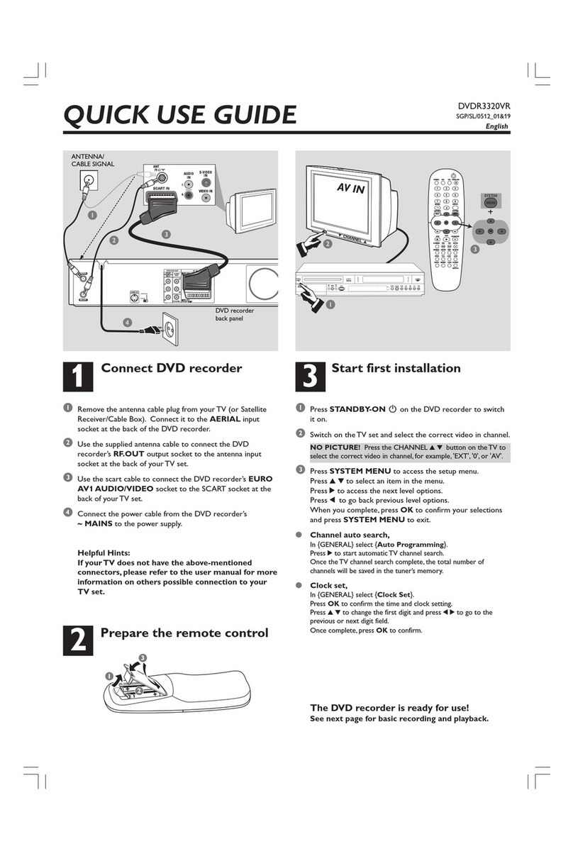 Philips DVDR3320V/01 Operating manual