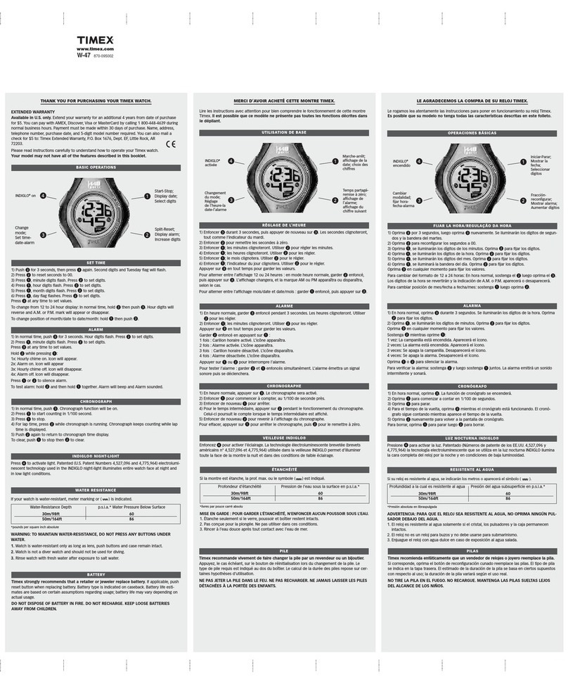 Timex W47 User manual