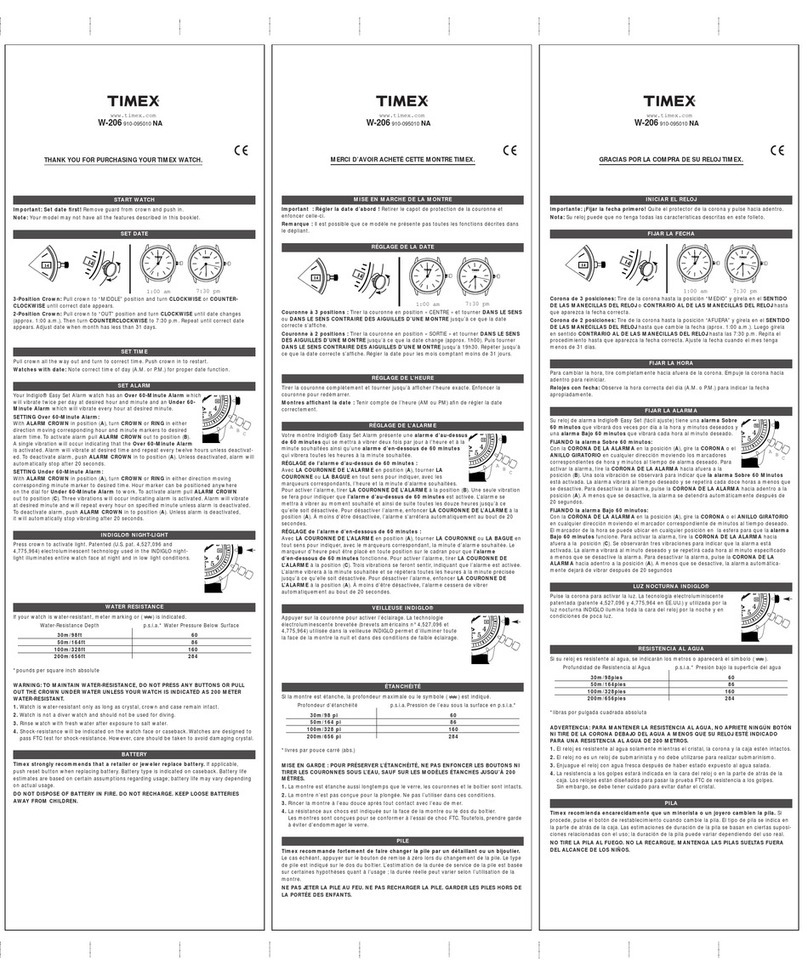 Timex W206 User manual