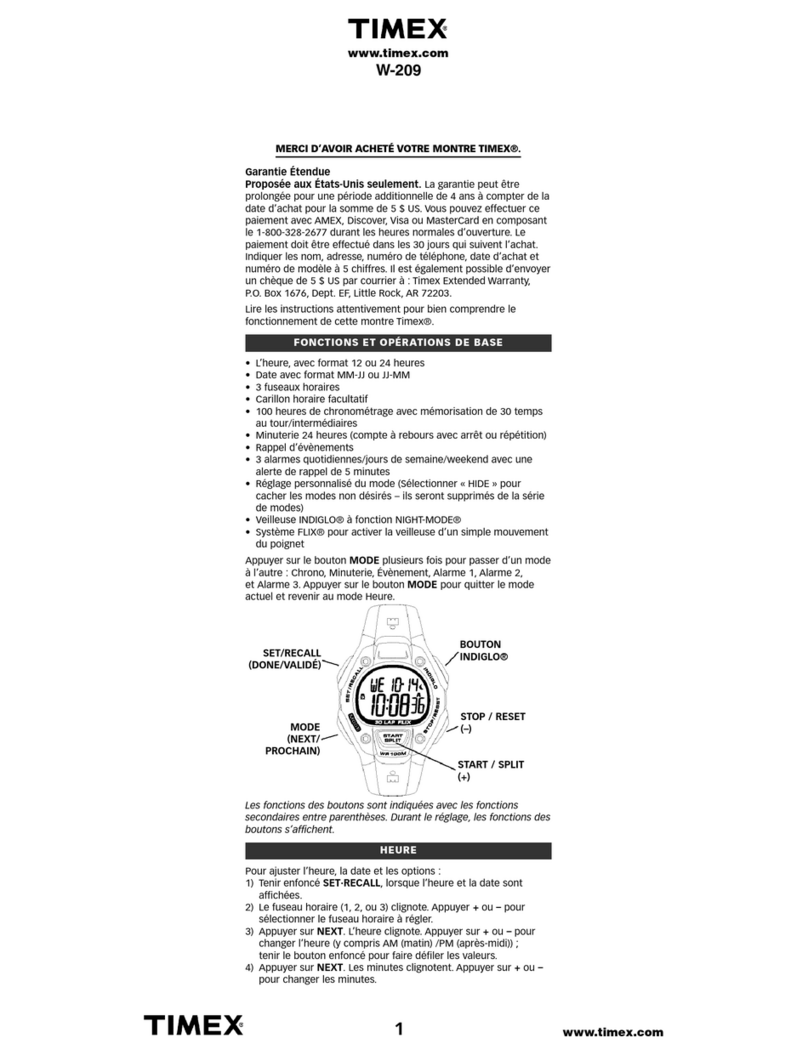 Timex W209 User manual