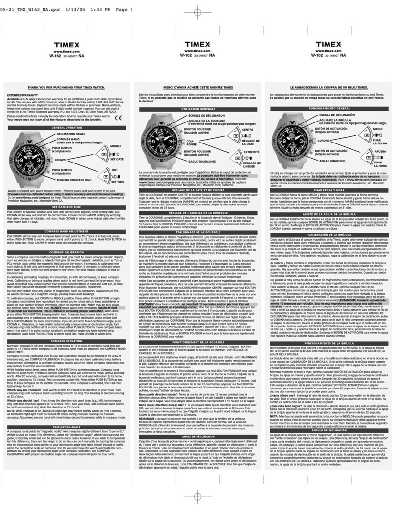 Timex W162 User manual