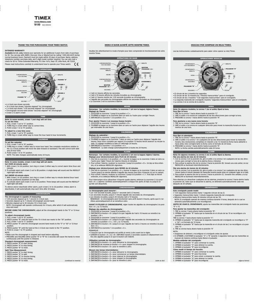 Timex W-99 User manual Timex W-99 User manual
