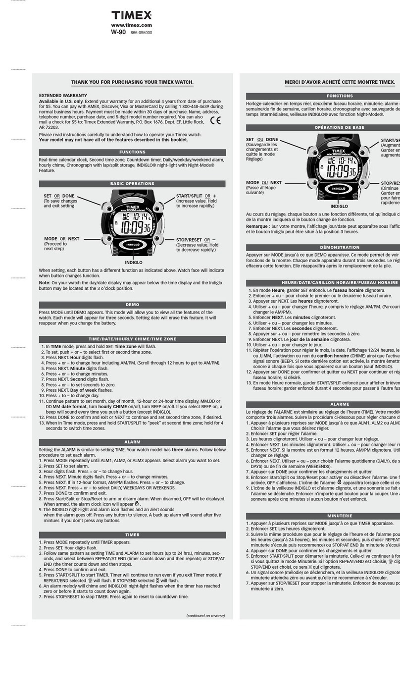 Timex W-90 User manual
