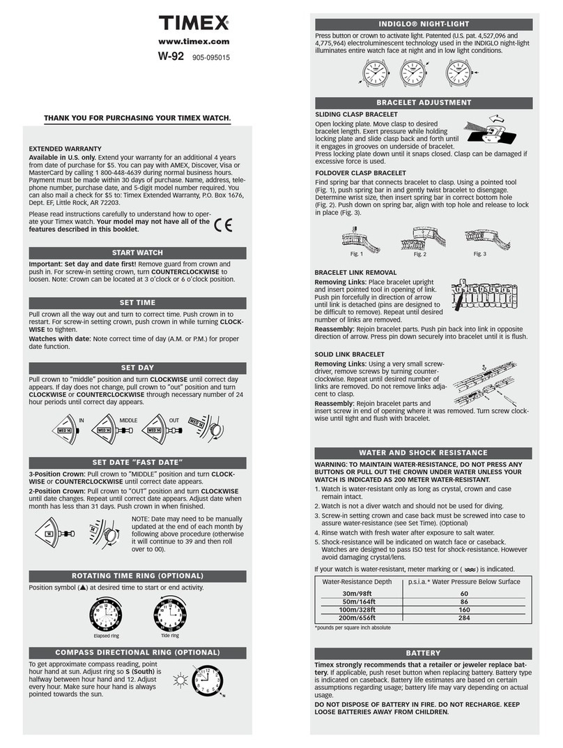 Timex W-92 User manual Timex W-92 User manual