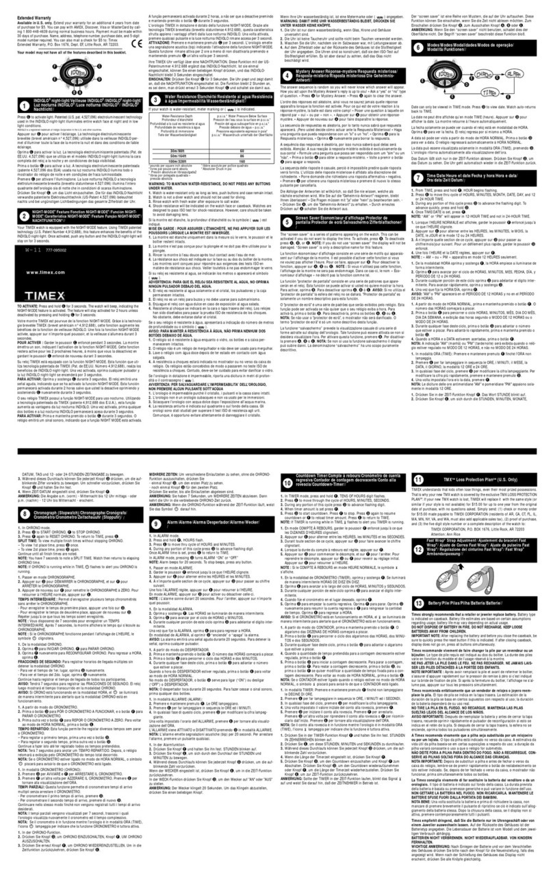 Timex W-11 owner's manual