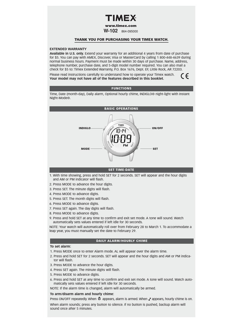 Timex W-102 product manual