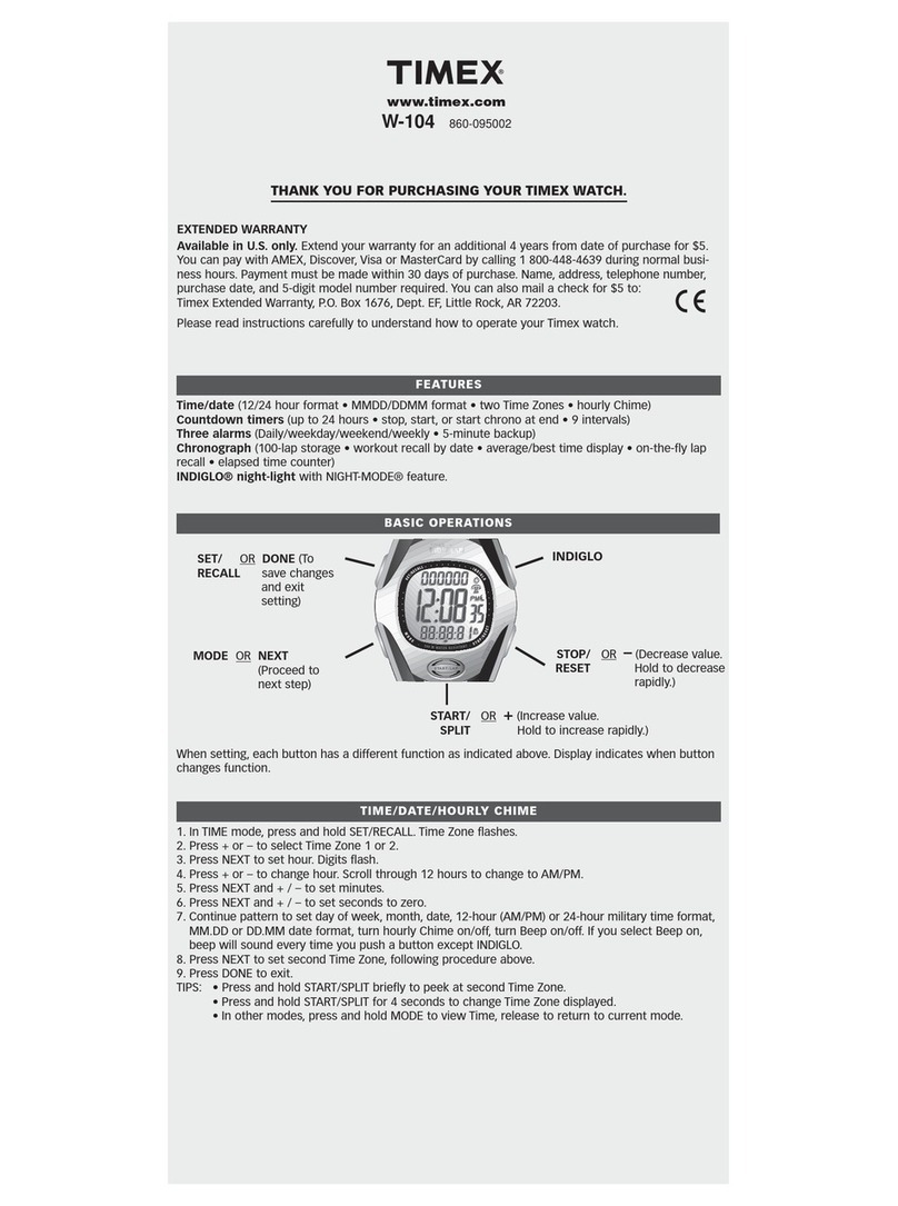 Timex W-104 User manual