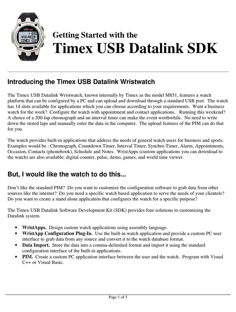 Timex M851 User manual Timex M851 User manual