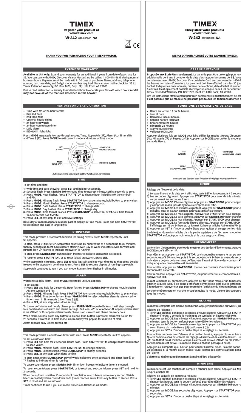 Timex 842-095000 user manual