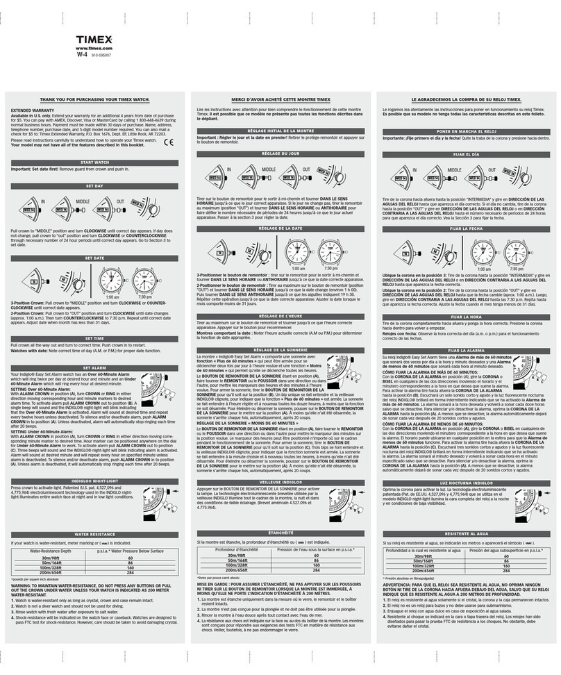 Timex W-4 User manual