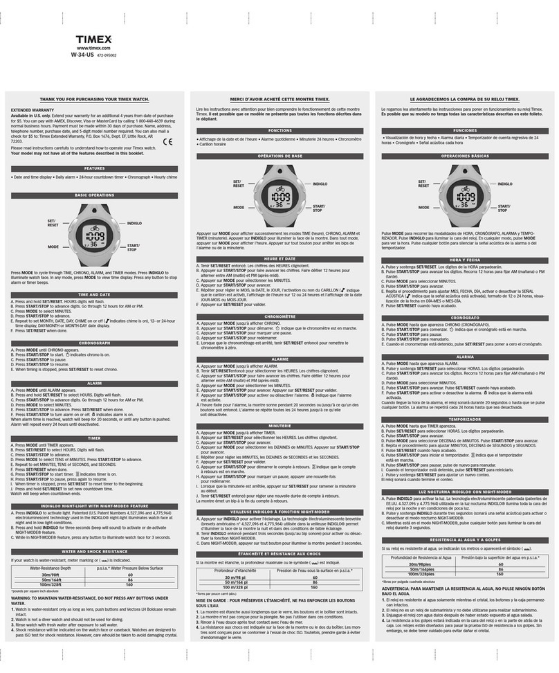 Timex W-34-US owner's manual